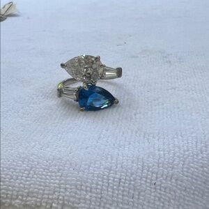 Stunning Silver and Blue Women's Ring